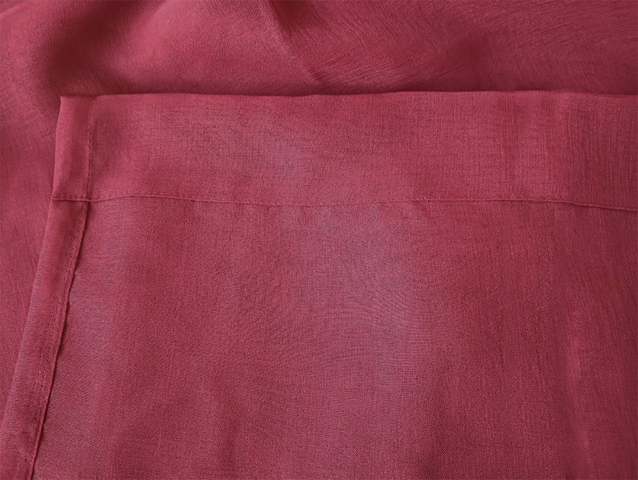 Curtains & Drapes: 2 Sheer Voile Curtains 544cm wide 230cm long + 30 Pinch Pleat Hooks Wine Red New