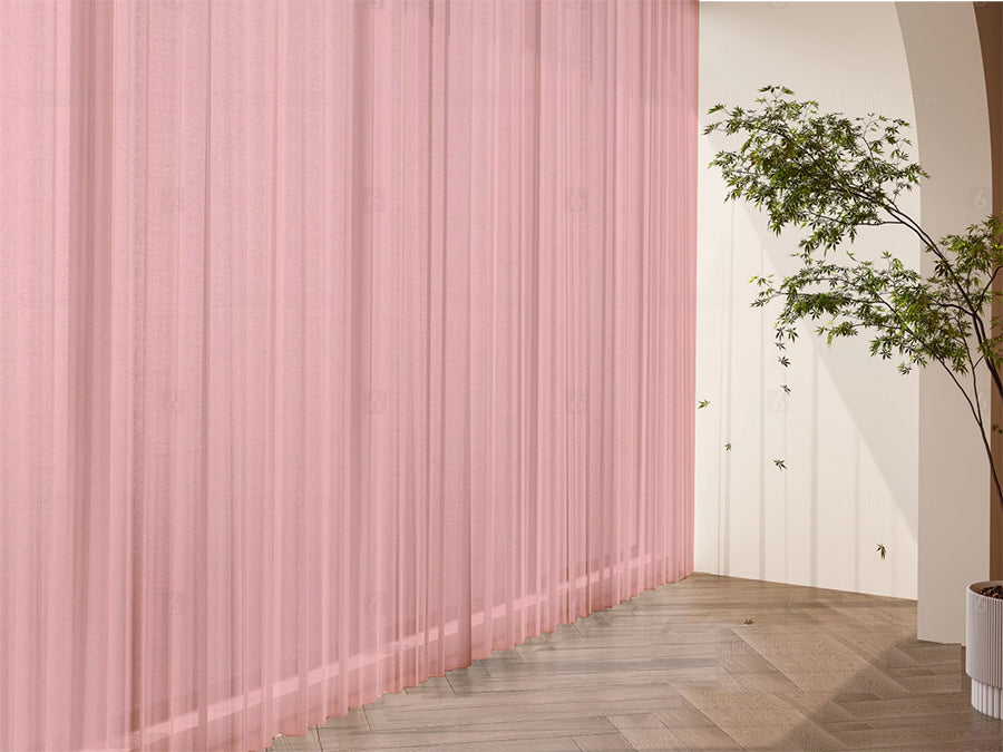 Curtains & Drapes: 2 Sheer Voile Curtains 544cm wide 230cm drop+30 Hooks Pinch Pleat  New Pink