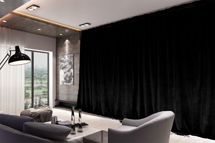 Curtains & Drapes: Large Thick Velvet Blockout Curtains 600x 270cm PINCH PLEAT 2 panel+Hooks Black