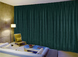 Curtains & Drapes: Large Thick Faux Mink Velvet Curtains 270x 230cm+15 Hooks Pinch Pleat, Green,New