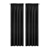 Curtains & Drapes: Blockout Curtains 2pcs 137x160cm PINCH PLEAT Blackout High Level Fabric Black