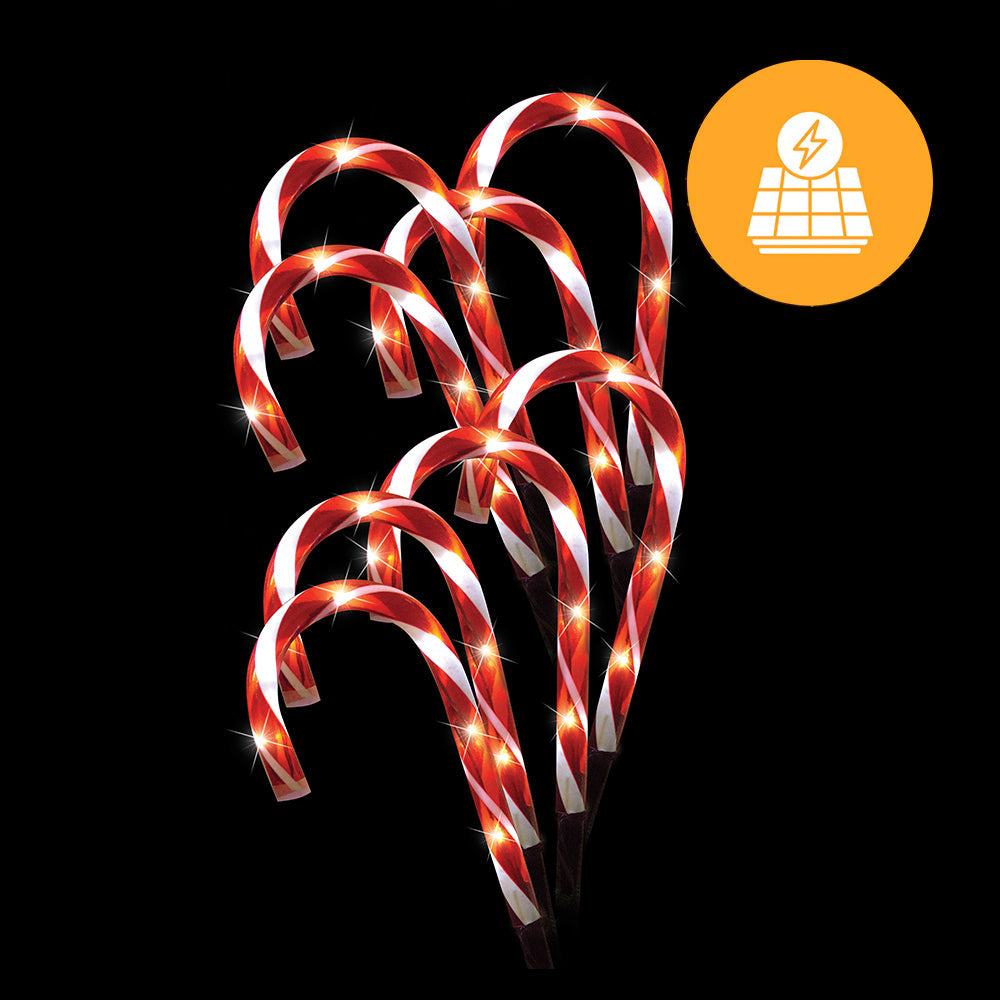 Outdoor Decorations & Lights: Solar Candy Cane Path Lights  8 Pack, 32cm