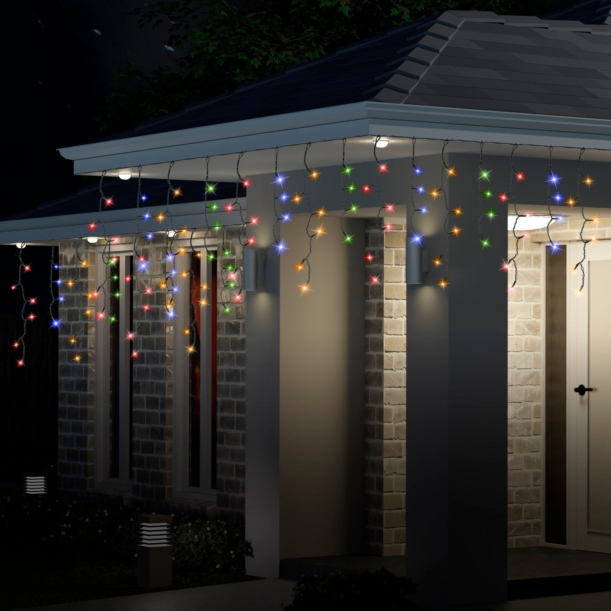 Outdoor Decorations & Lights: 300 LED Icicle Flashing Lights available in 4 Colors - Blue & White