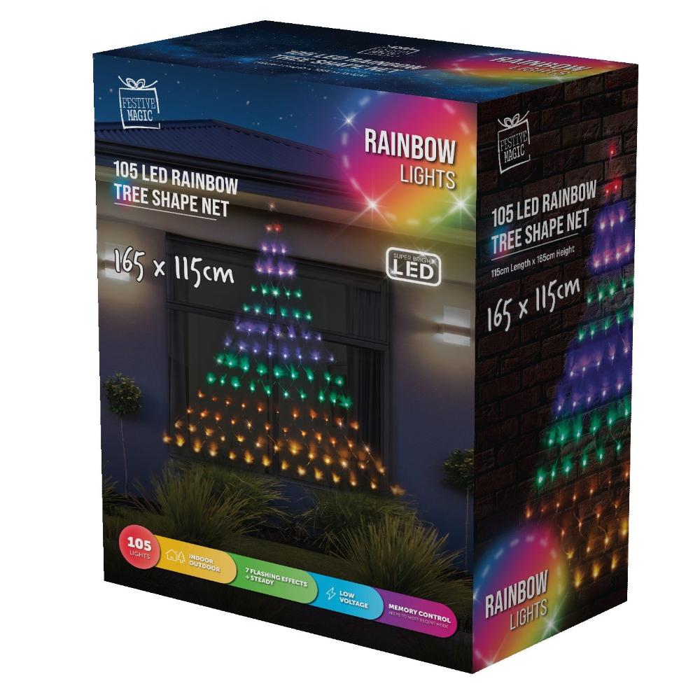 Outdoor Decorations & Lights: LED Christmas Tree Rainbow Wall Net Lights