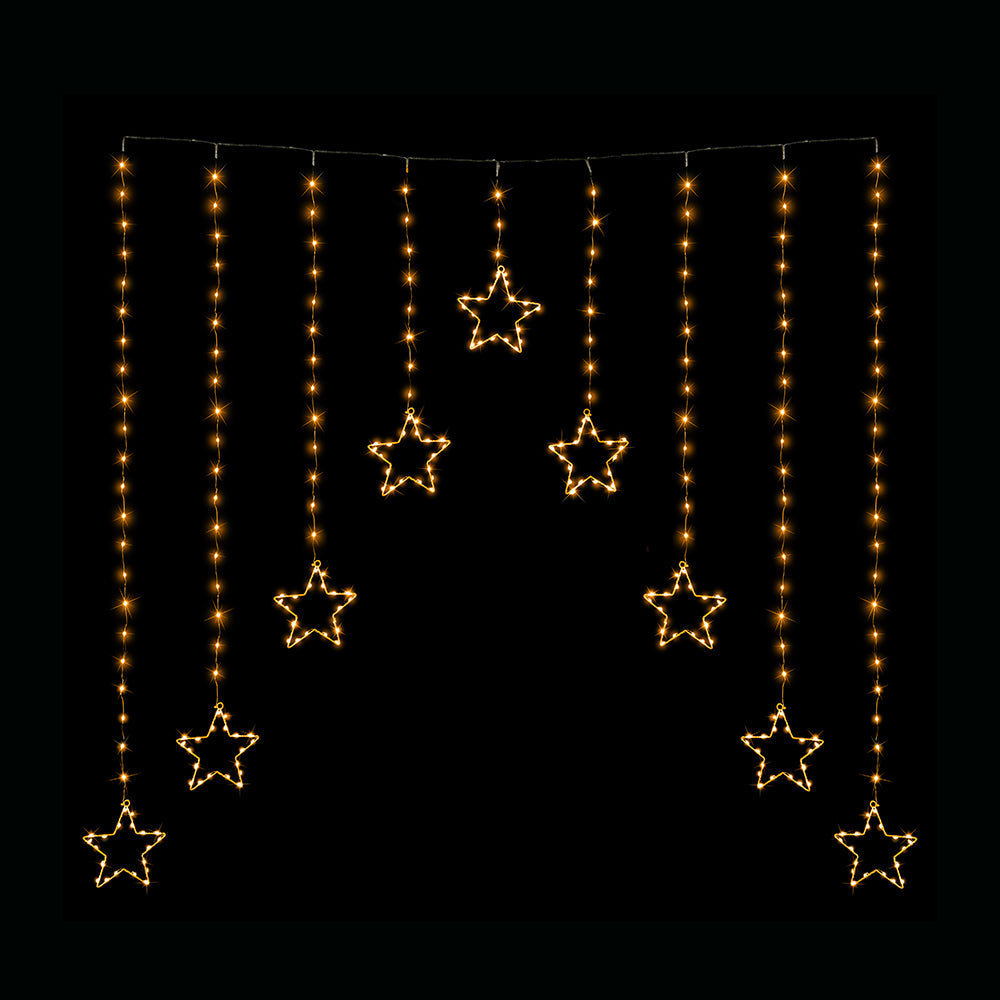 Outdoor Decorations & Lights: LED Wire Star Curtain Gold Lights