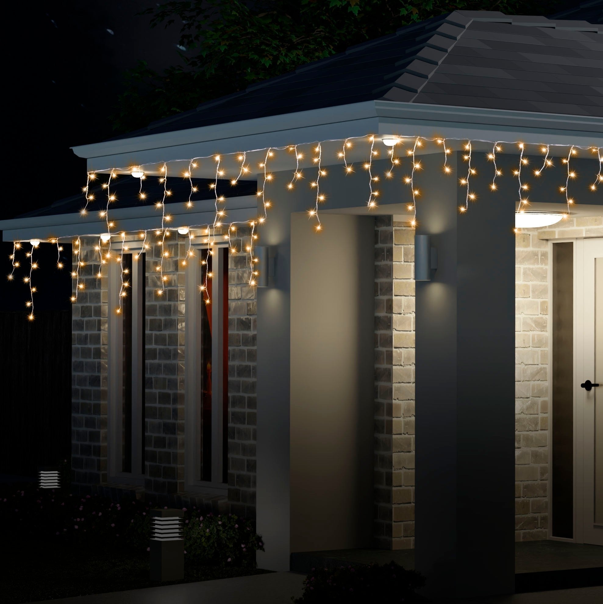 Outdoor Decorations & Lights: Solar 400 LED Icicle Lights available in 3 Colors - Warm White