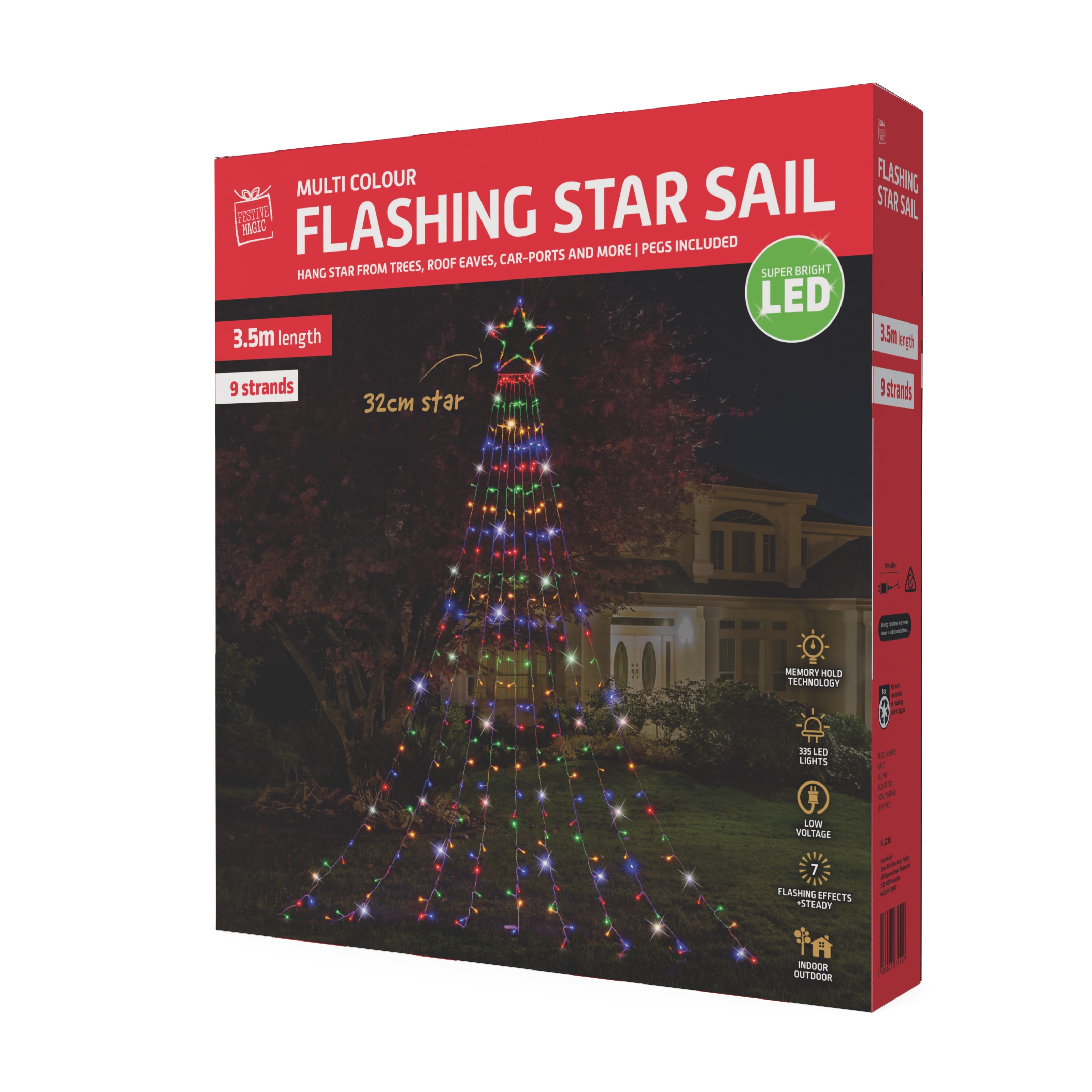 Outdoor Decorations & Lights: LED Garden Star Cascade 3.5m Multi-Color Lights