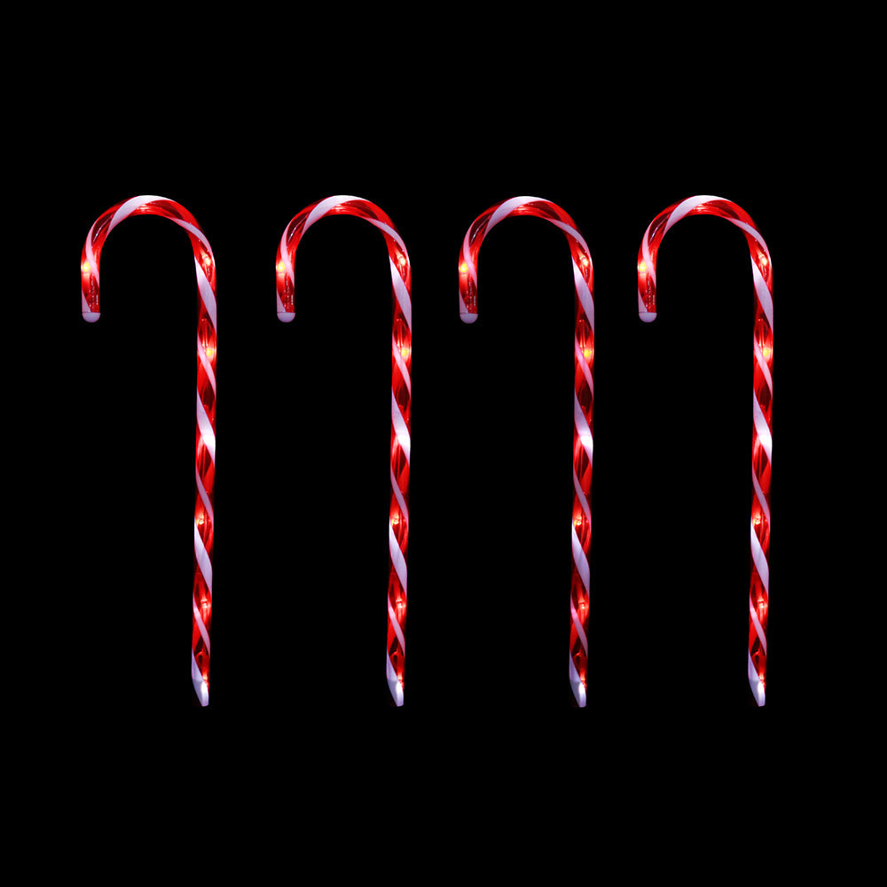 Outdoor Decorations & Lights: LED Timer Candy Cane Stakes Battery Operated 4pk 58cm