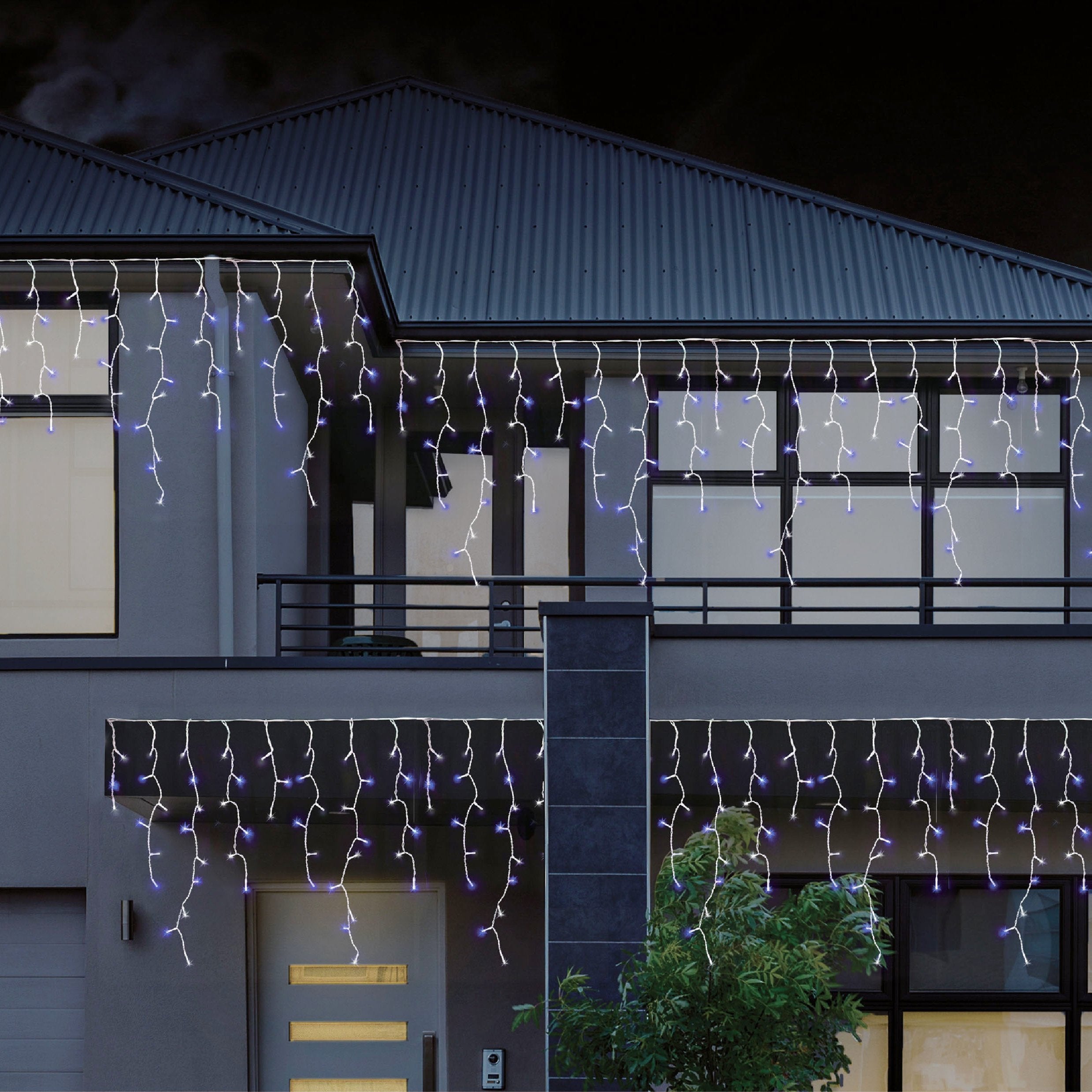 Outdoor Decorations & Lights: 480 LEDs Snowing Icicle Lights  available in 4 Colors - Cool White