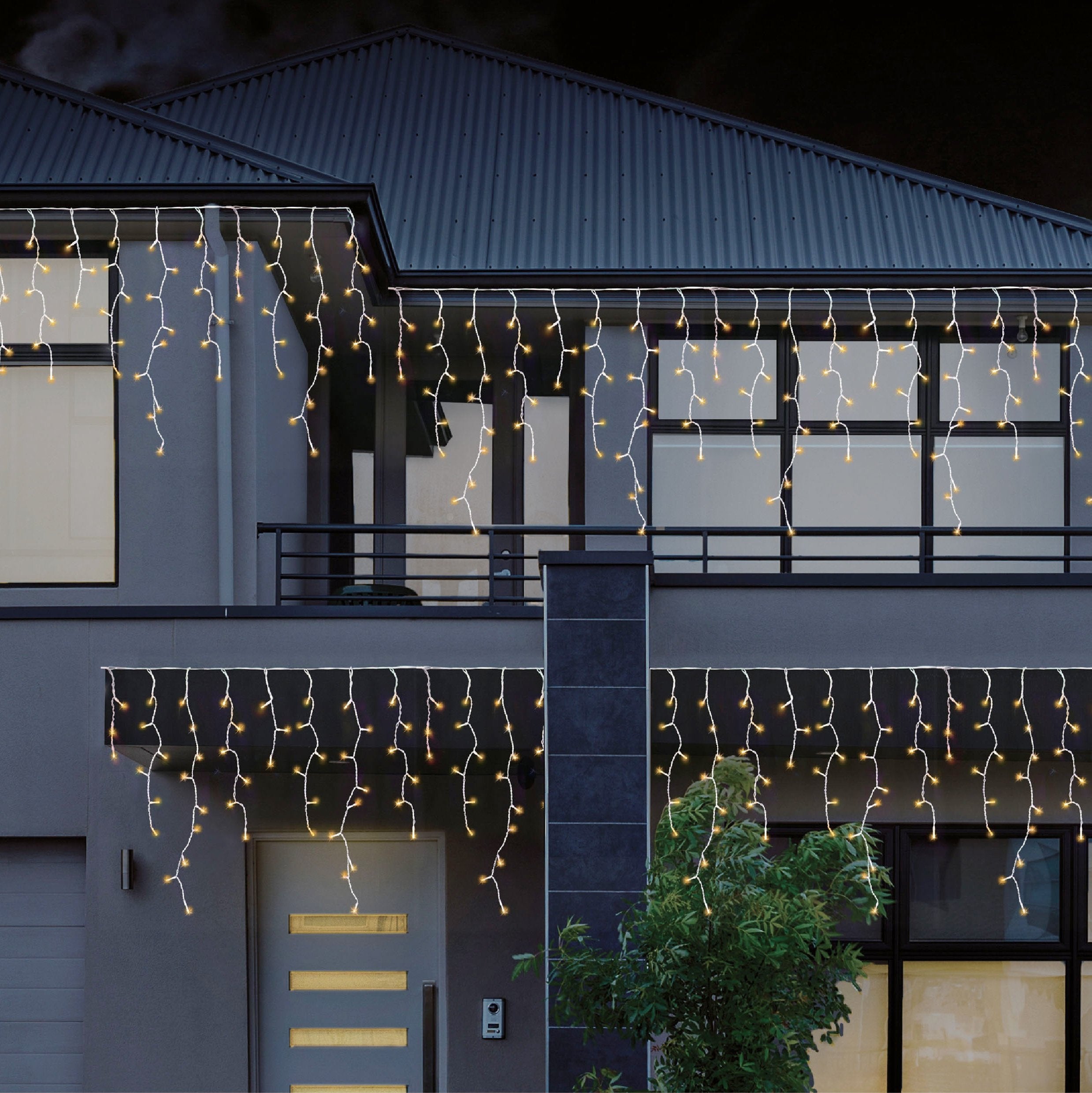 Outdoor Decorations & Lights: 480 LEDs Snowing Icicle Lights  available in 4 Colors - Multicolor