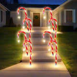 Outdoor Decorations & Lights: Solar Candy Canes with Stars - 4 Pack