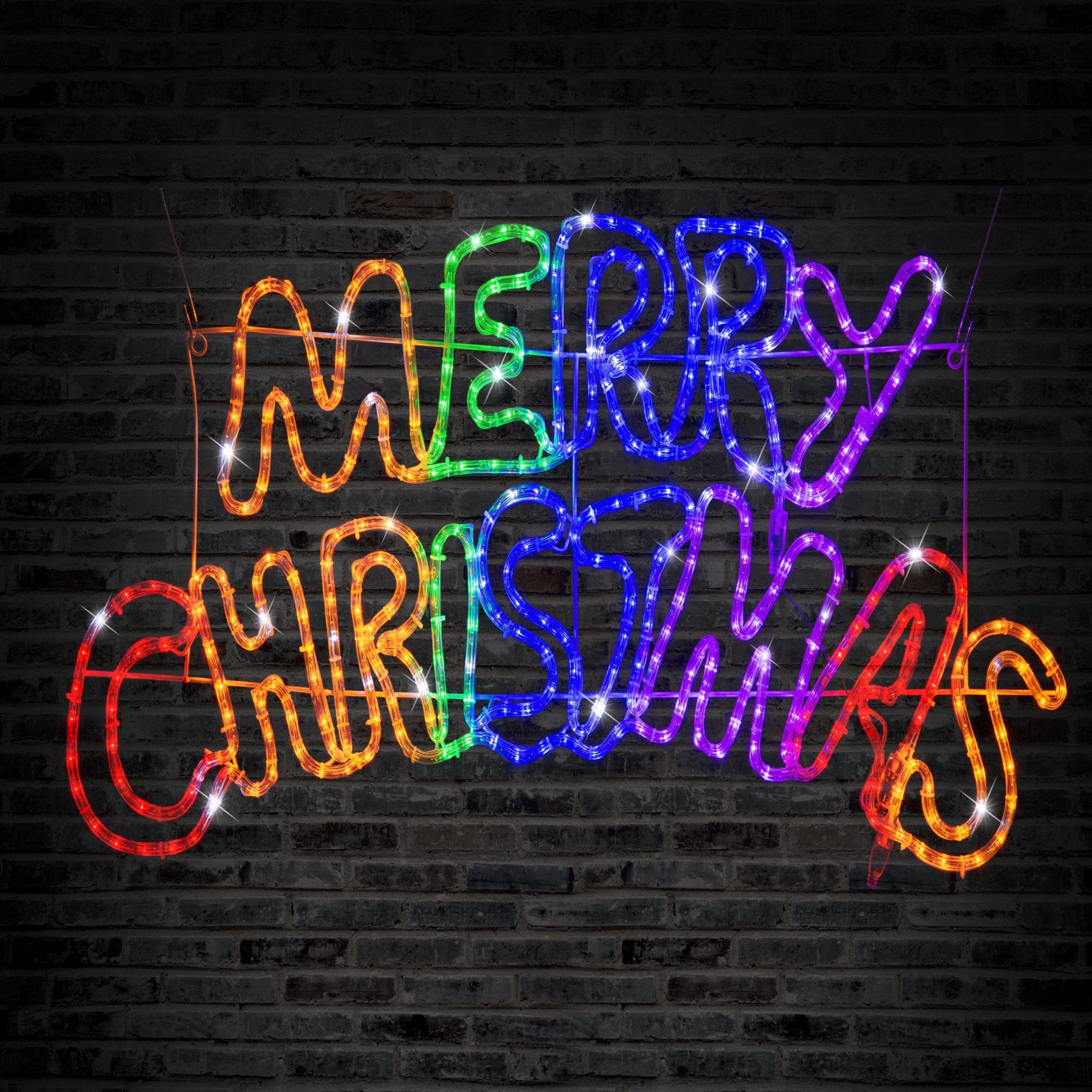 Outdoor Decorations & Lights: LED Merry Christmas Ropelight Rainbow 100cm