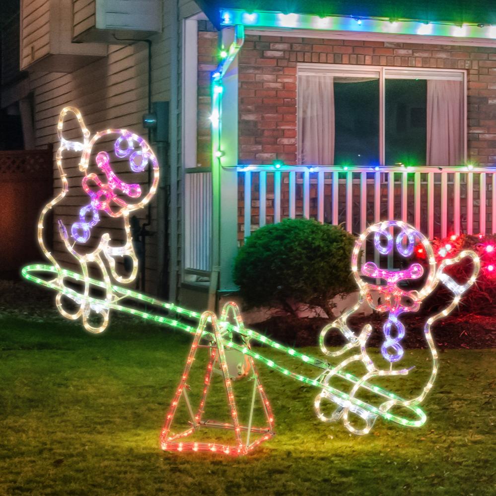 Outdoor Decorations & Lights: LED Gingerbread Man Seesaw Ropelight