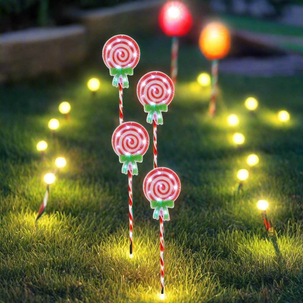 Outdoor Decorations & Lights: LED Candy Lollipop Path Lights 4pk