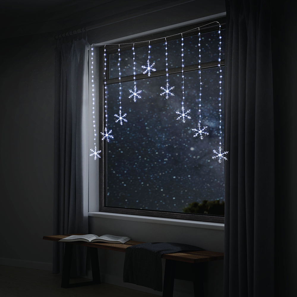 Outdoor Decorations & Lights: LED Snowflakes Curtain Lights avialable in 2 Colors - Cool White