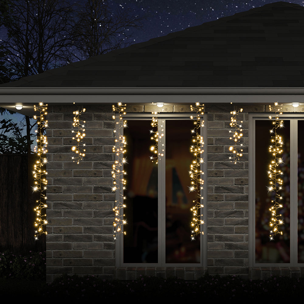 Outdoor Decorations & Lights: LED Dancing Cluster Icicles 9m Available in 2 Options - Warm White