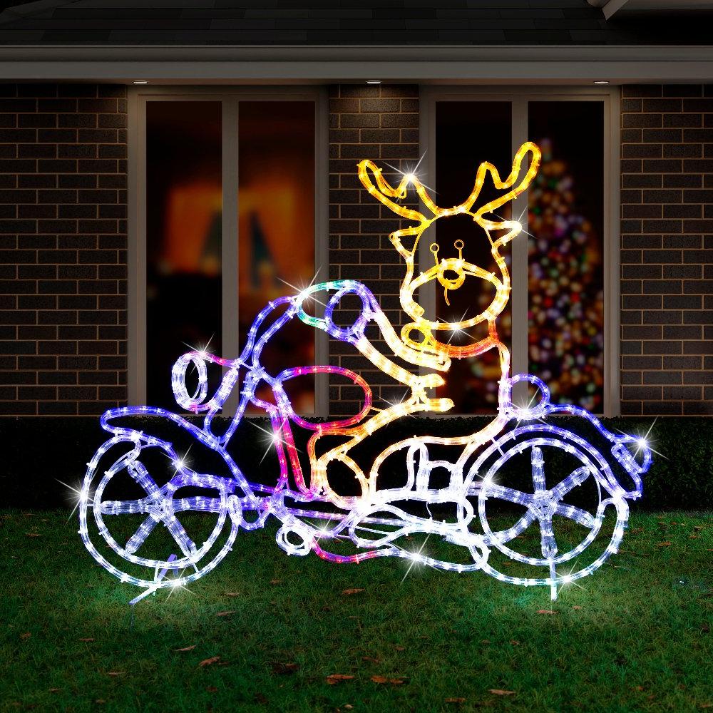 Outdoor Decorations & Lights: LED Ropelight Motorbike Crew Reindeer