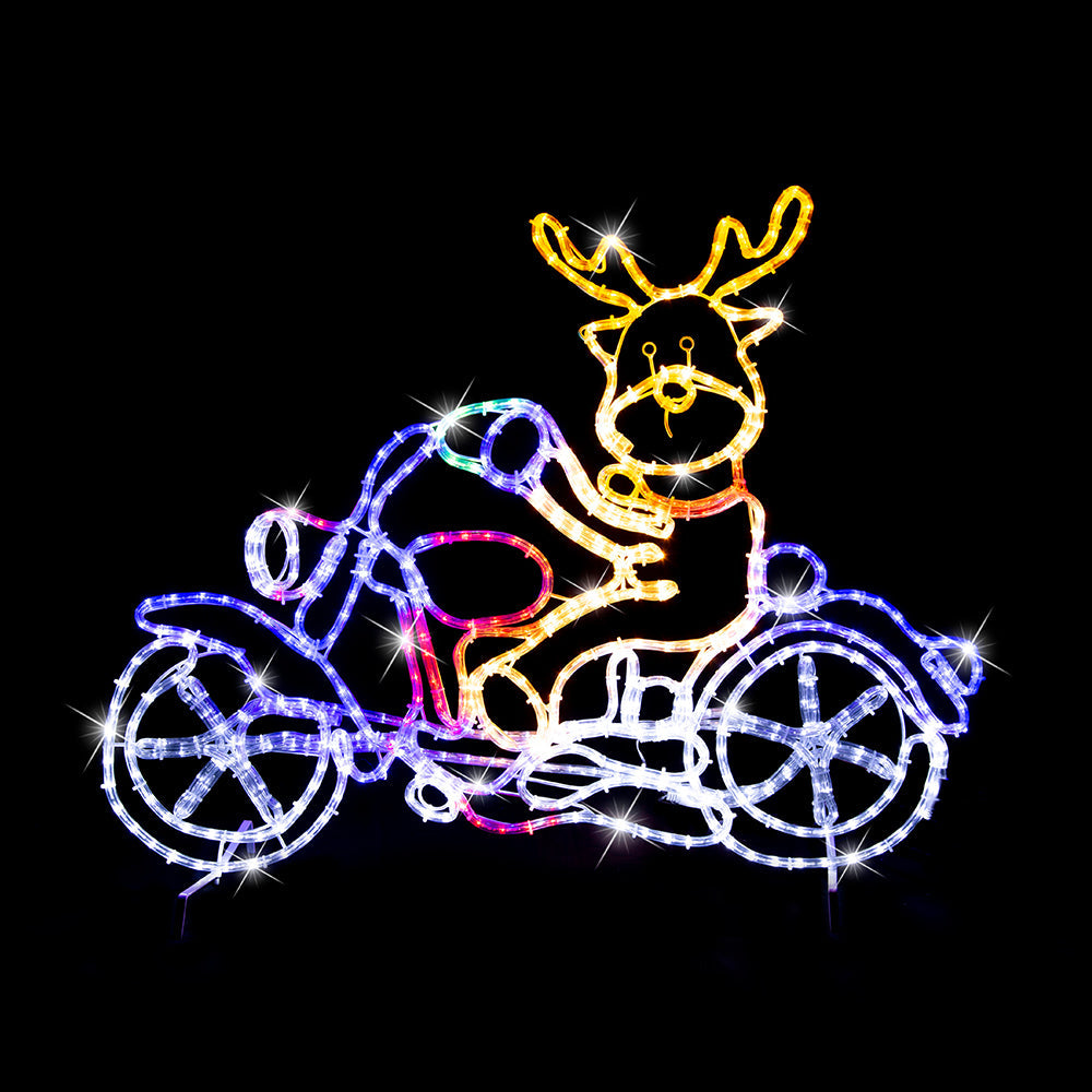 Outdoor Decorations & Lights: LED Ropelight Motorbike Crew Reindeer