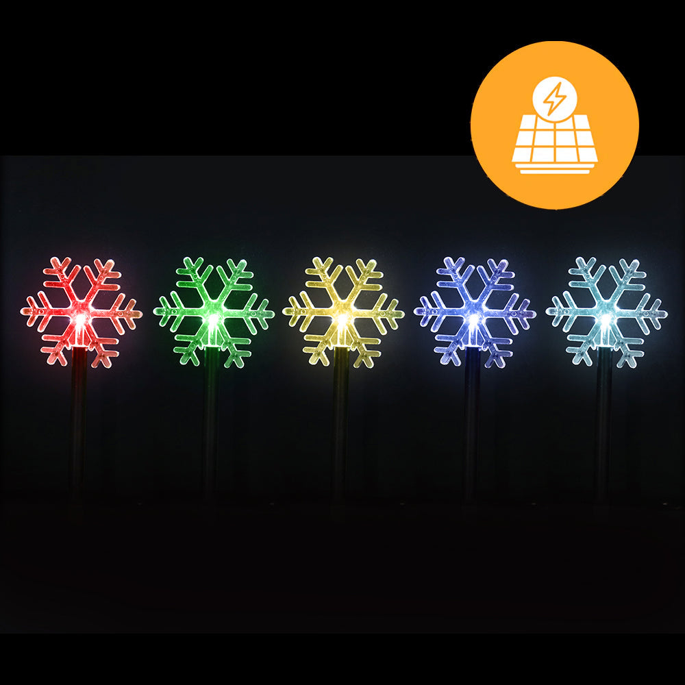 Outdoor Decorations & Lights: Solar Snowflake Path Lights  5 Pack, 35cm available in 2 Colors - Cool White