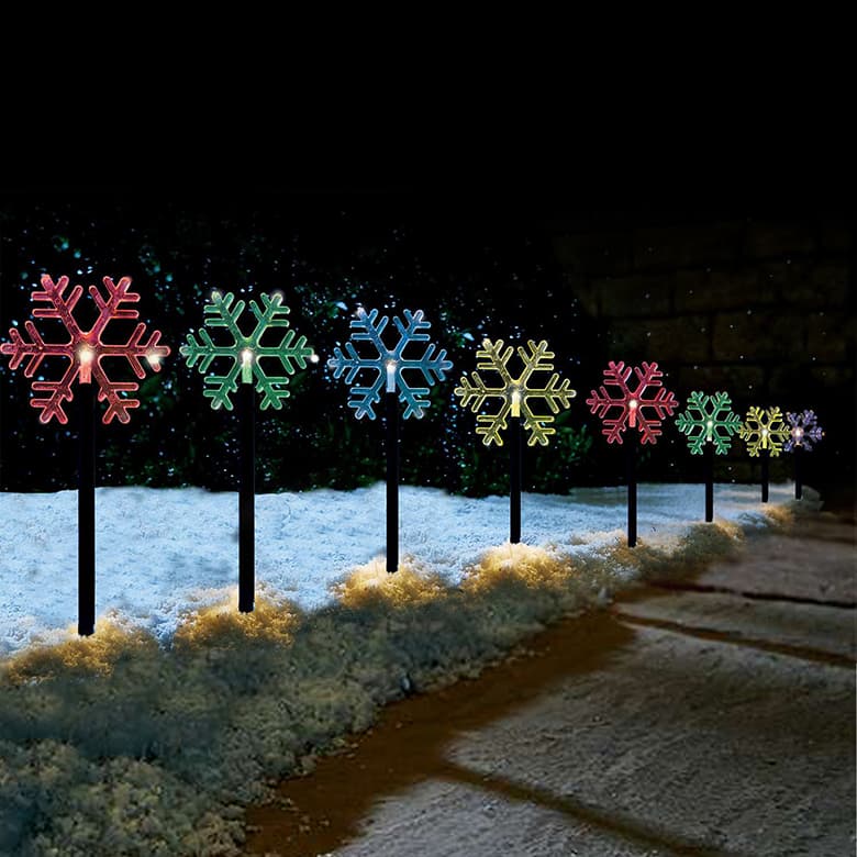 Outdoor Decorations & Lights: Solar Snowflake Path Lights  5 Pack, 35cm available in 2 Colors - Cool White