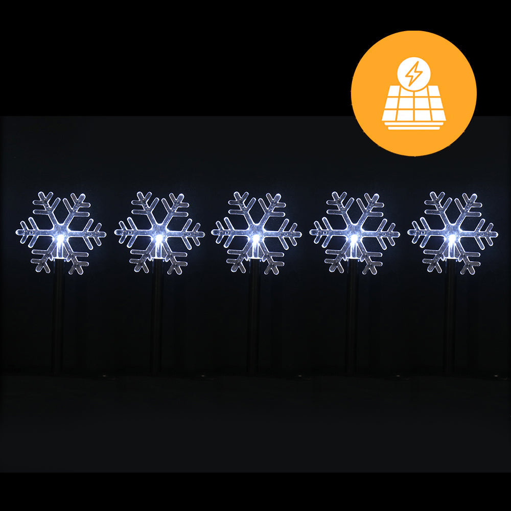Outdoor Decorations & Lights: Solar Snowflake Path Lights  5 Pack, 35cm available in 2 Colors - Cool White