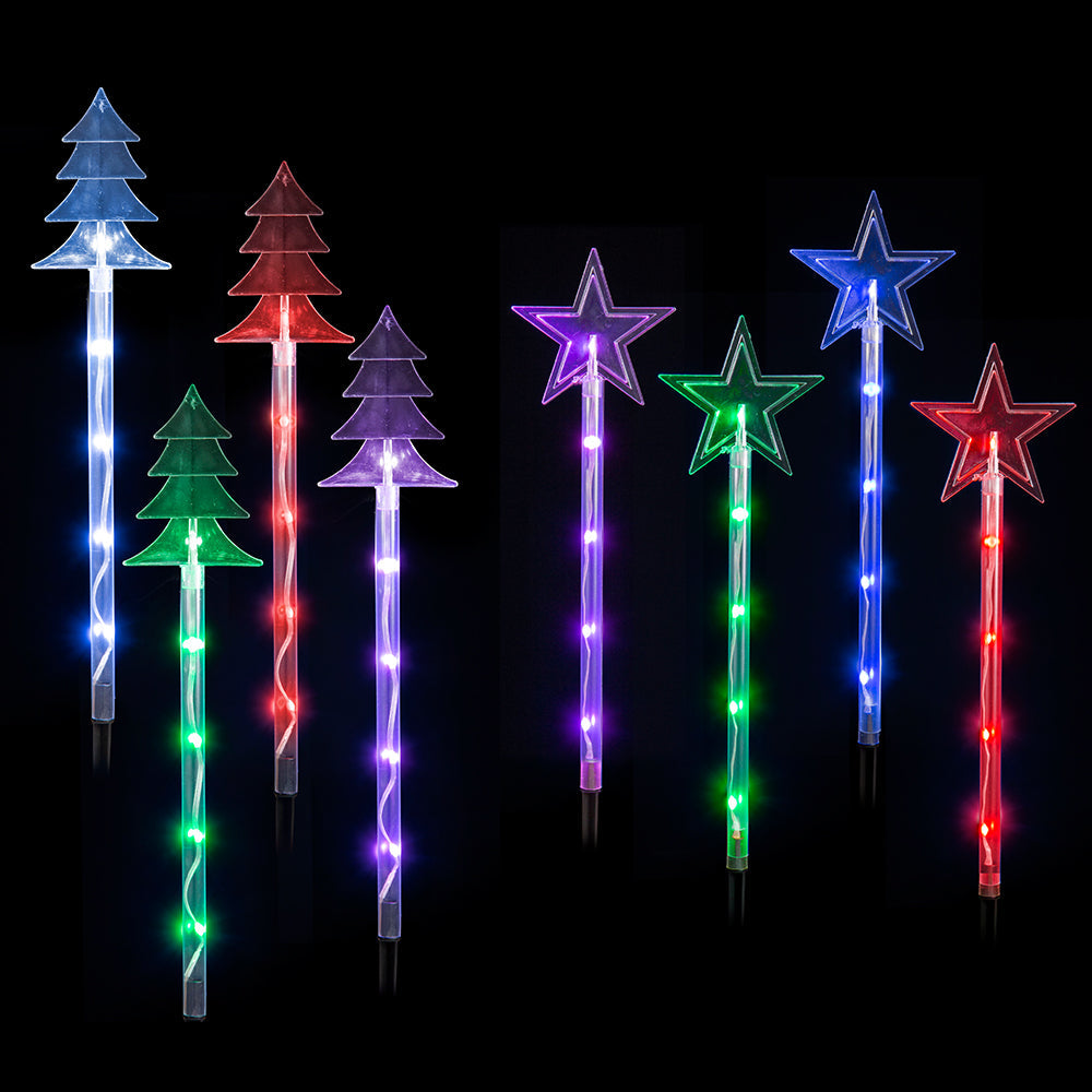 Outdoor Decorations & Lights: LED Lightshow Star Path Lights 4 pieces Remote Controlled - Stars
