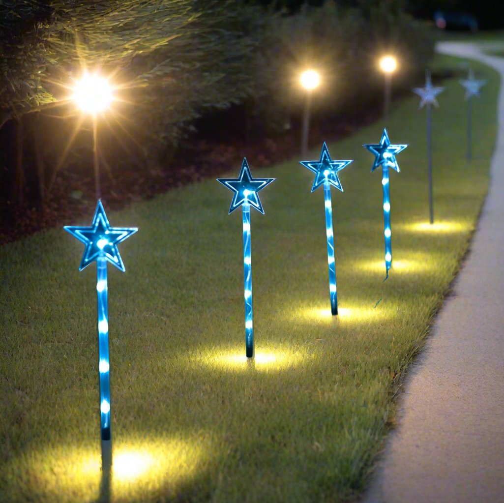 Outdoor Decorations & Lights: LED Lightshow Star Path Lights 4 pieces Remote Controlled - Stars
