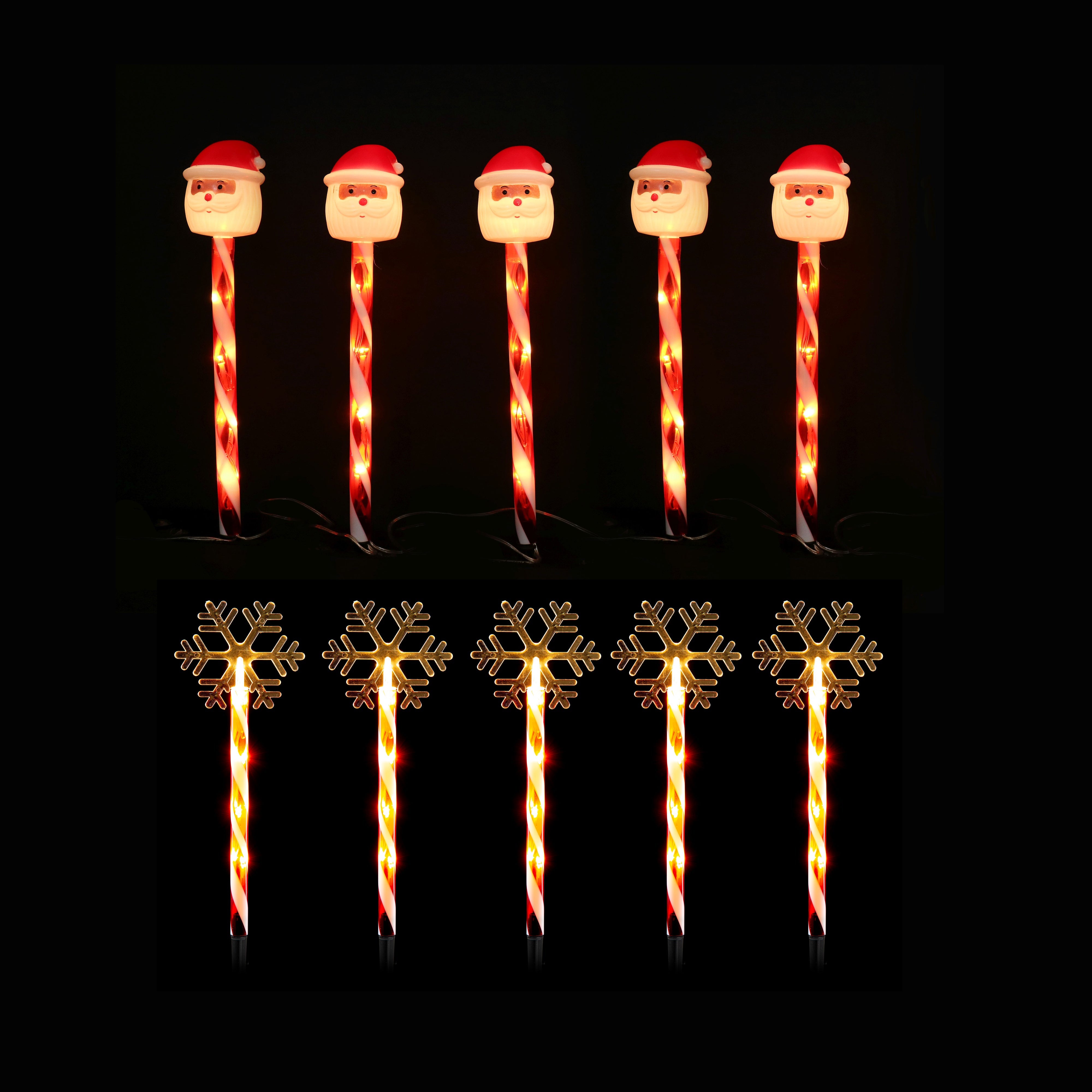 Outdoor Decorations & Lights: LED Candy Path Lights 5pk Santa or Snowflake - Snowflake