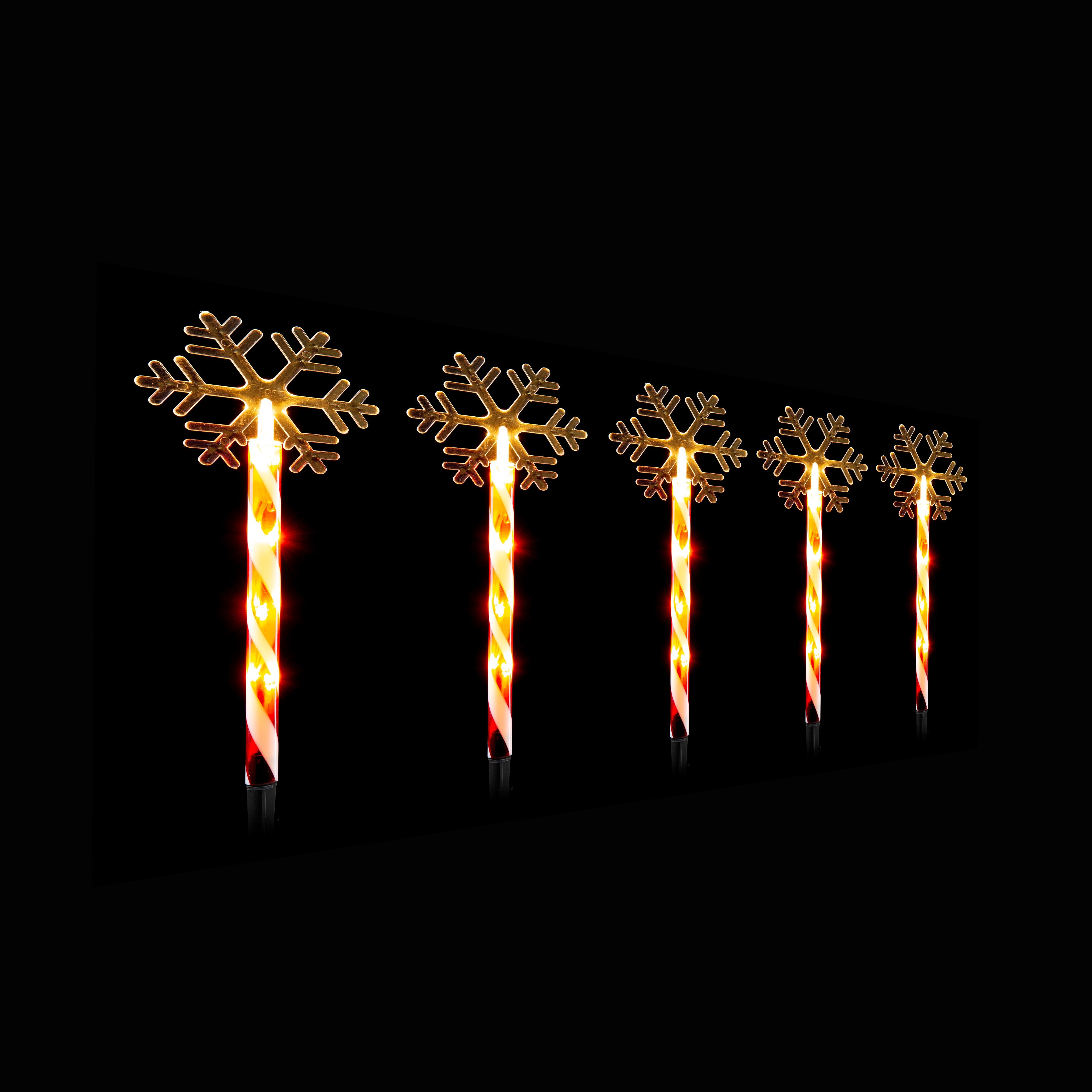Outdoor Decorations & Lights: LED Candy Path Lights 5pk Santa or Snowflake - Snowflake