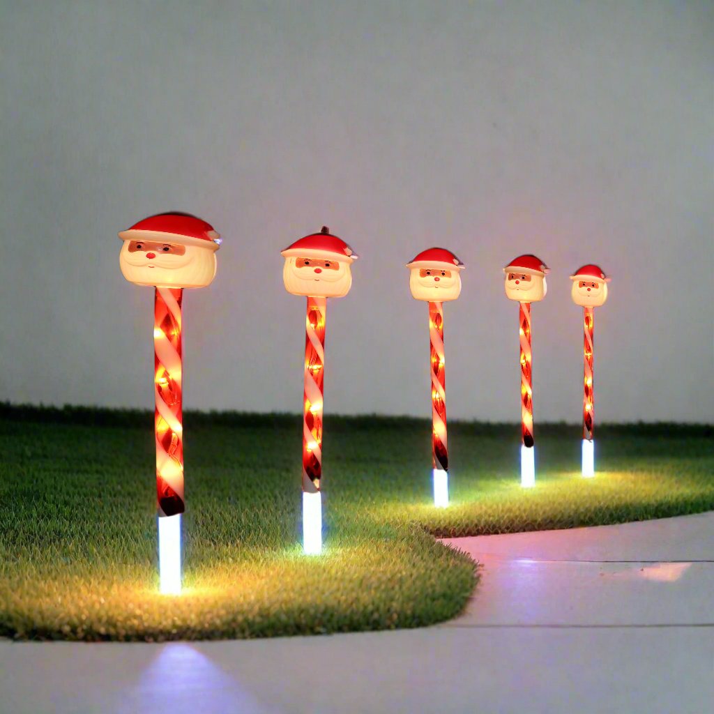 Outdoor Decorations & Lights: LED Candy Path Lights 5pk Santa or Snowflake - Snowflake