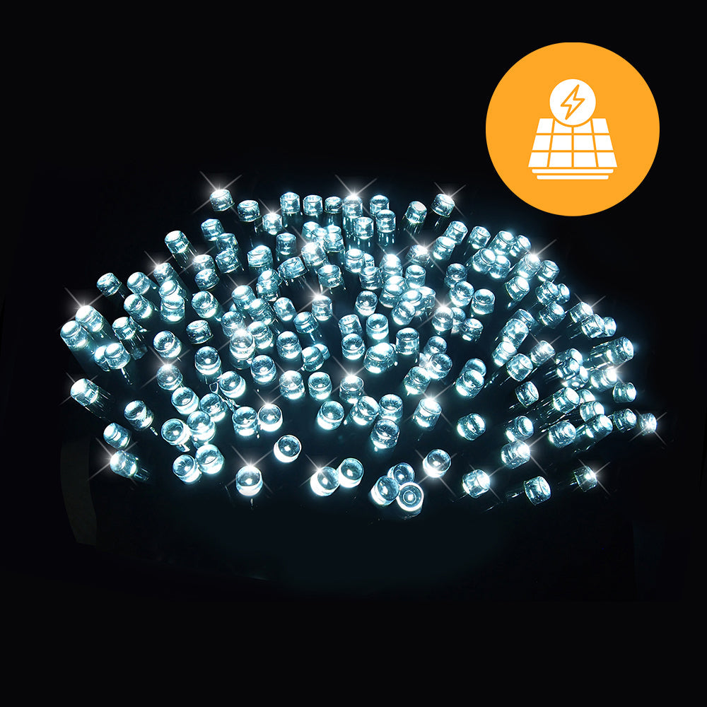Outdoor Decorations & Lights: Solar + USB 300 LED Dual Use Fairy Lights  29.9m, available in 3 Colors - Cool White