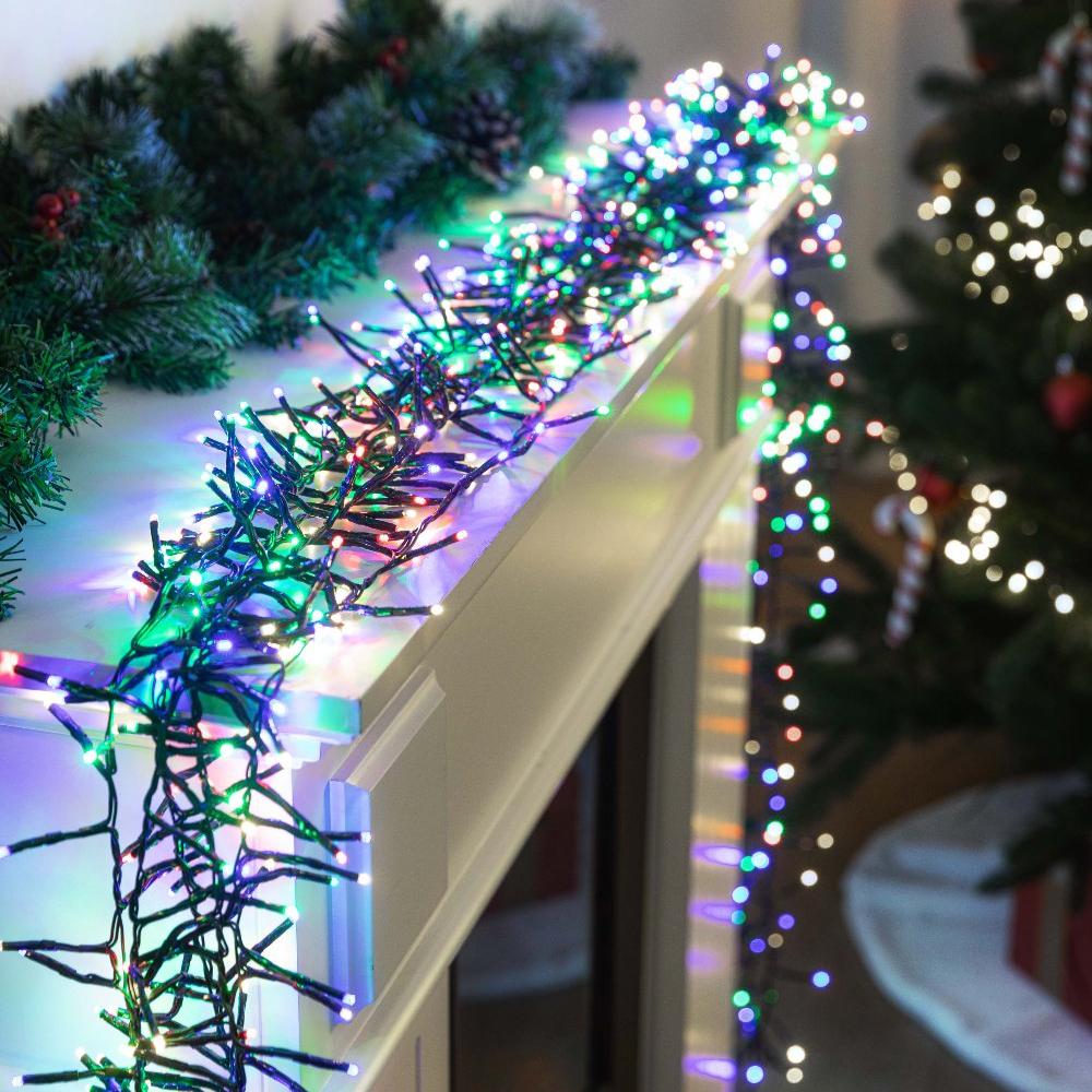Outdoor Decorations & Lights: Battery Operated LED Cluster Lights  200 LEDs, Multicolor or Warm White - Multicolor