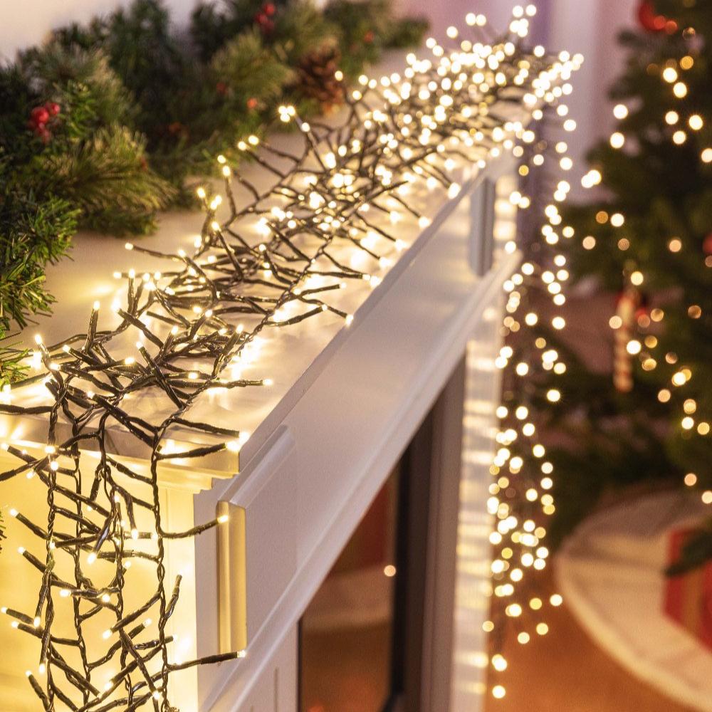 Outdoor Decorations & Lights: Battery Operated LED Cluster Lights  200 LEDs, Multicolor or Warm White - Multicolor