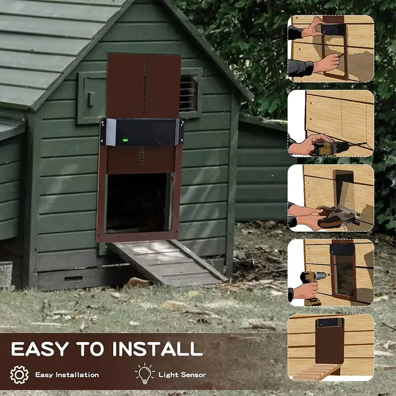 Farm Equipment: NNETM PCS Automatic Chicken House Coop Door Light-Sensitive Night And Morning Delay Auto Guard Door Opening For Chickens