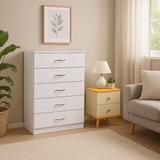 Dressers: NNECN 5 Layer White Drawer Chest Storage with Bedside Table