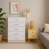 Dressers: NNECN 5 Layer White Drawer Chest Storage with Bedside Table