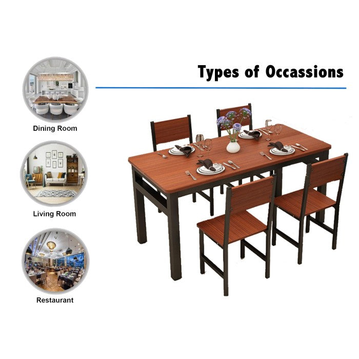 Dining Set: NNECN Wood & Steel Dining Set (Oak & Black)