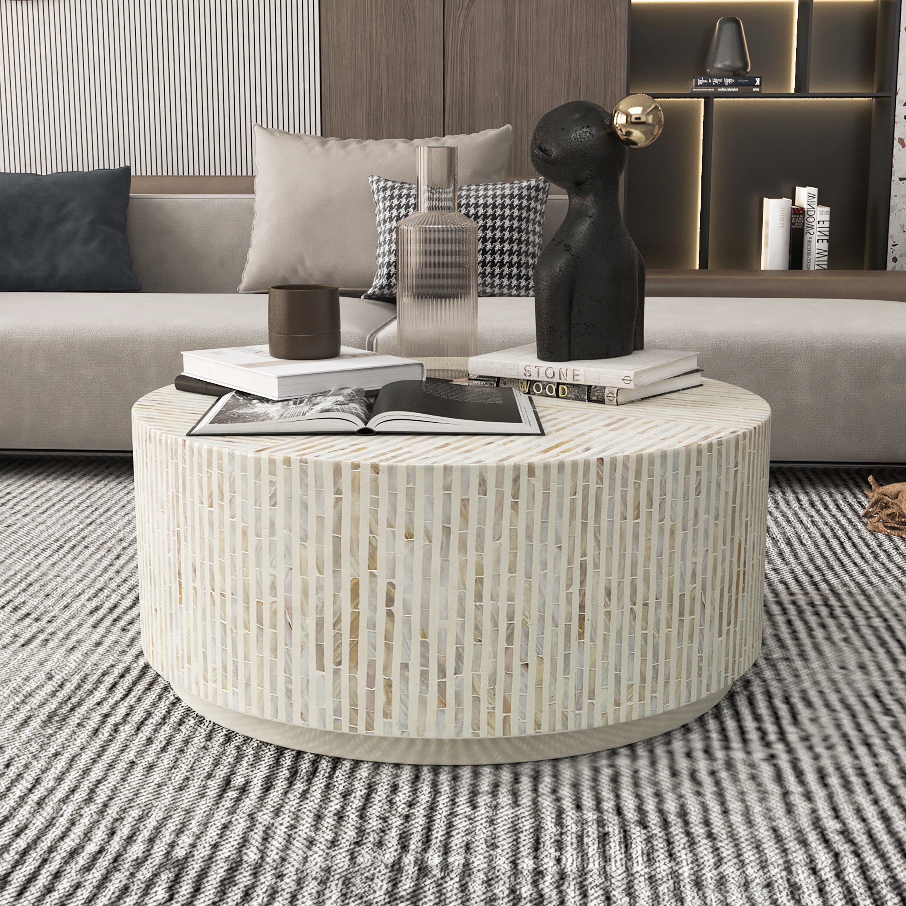Coffee Tables: PURIST MOTHER OF PEARL HAND MADE COFFEE TABLE