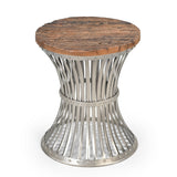 Side Tables: INVERTED WOOD AND IRON SIDE TABLE