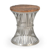 Side Tables: INVERTED WOOD AND IRON SIDE TABLE