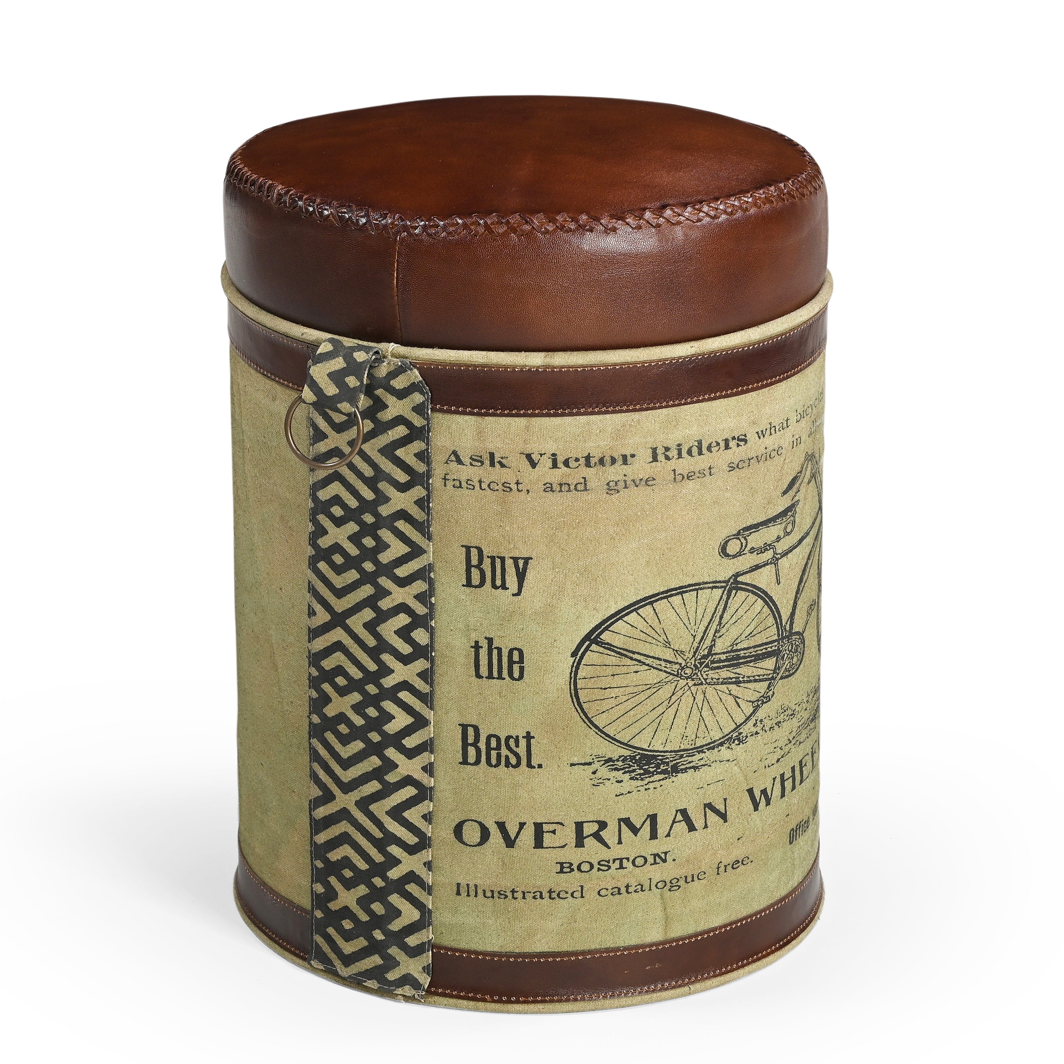 Ottomans & Footstools: CYCLINDRICAL BICYCLE OTTOMAN