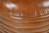 Ottomans & Footstools: CARAMEL GROOVED LEATHER OTTOMAN
