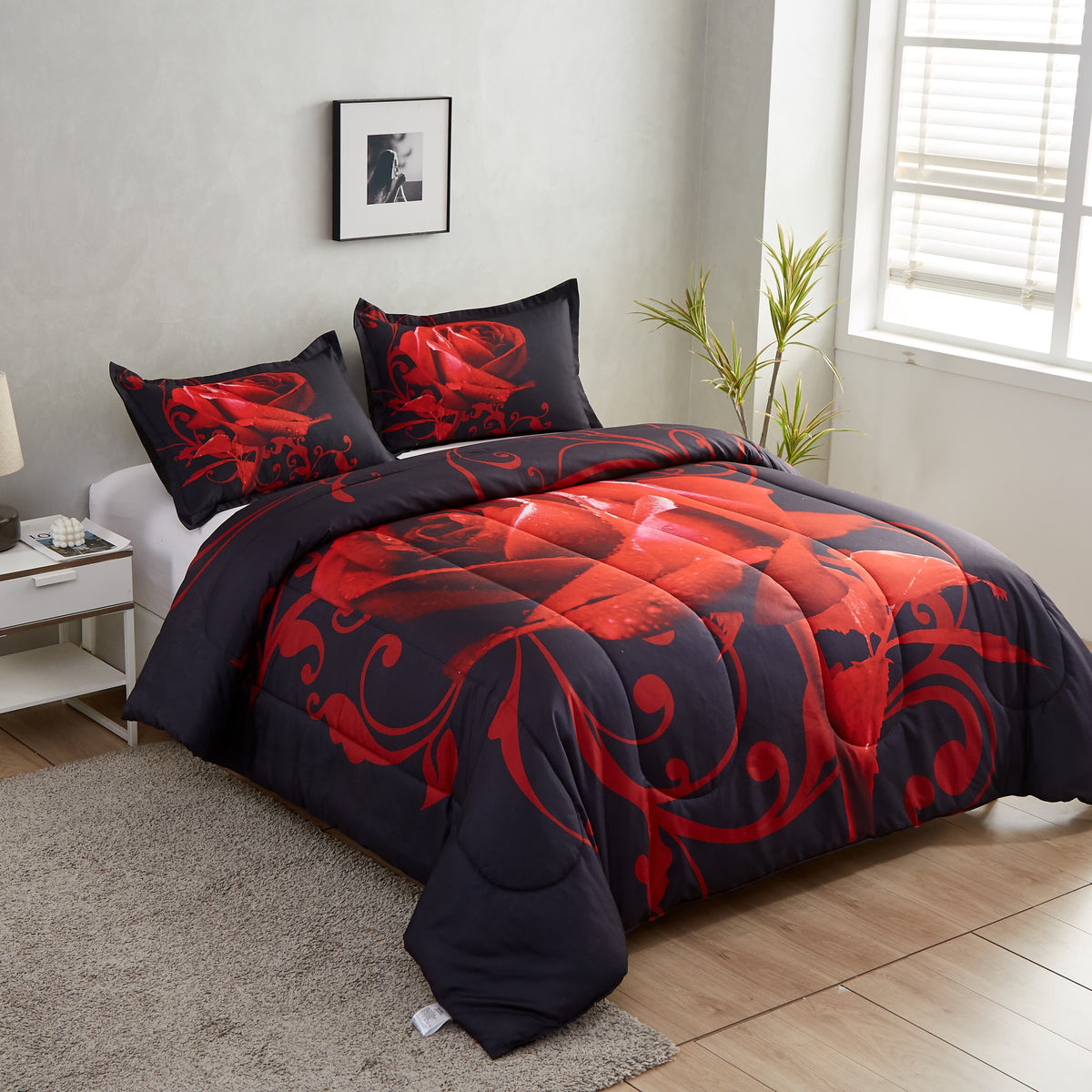 Black Rose Luxury 3 Piece Comforter Set