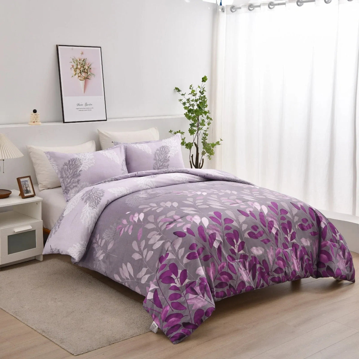 Violet Gardenia Luxe Floral 3 Piece Comforter Set