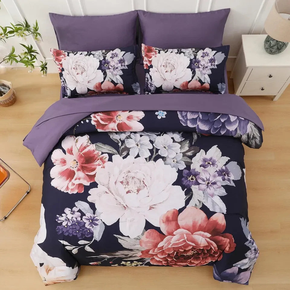 Midnight Rose Velvet 3 Piece Comforter Set