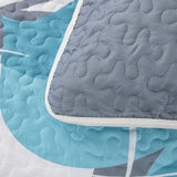 Vintage Delicate Teal floaral Pattern 3 Pc Bedspread & Pillow Cover Set