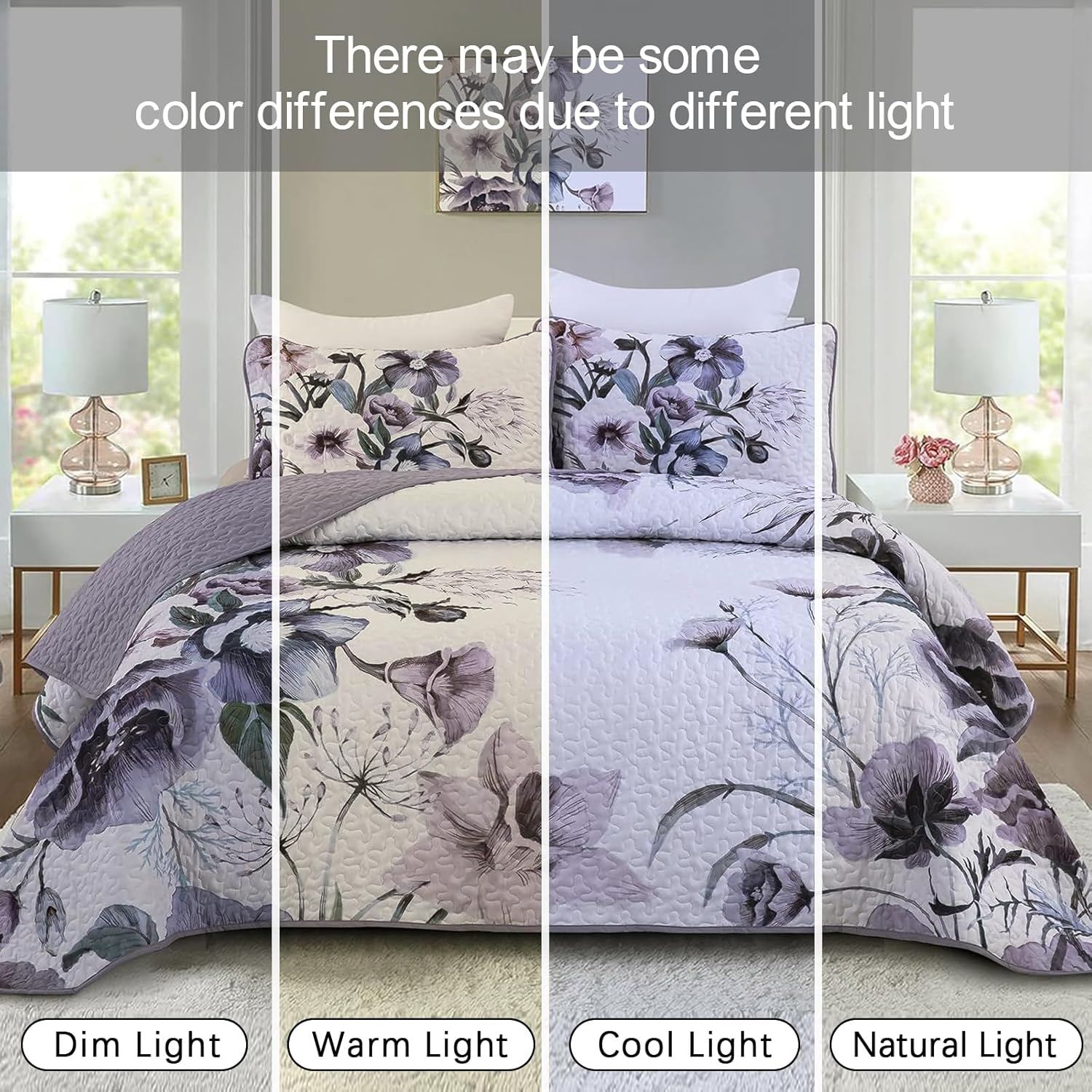 Quilts & Duvets: Romantic Wildflower Soft Cozy 3 Pc Bedspread & Pillow Cover Set