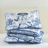 Blossoming Peony Garden blue white 3 Pc Bedspread & Pillow Cover Set
