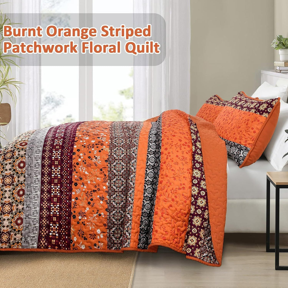Sunset Boho Mosaic 3 Piece Bedspread Set
