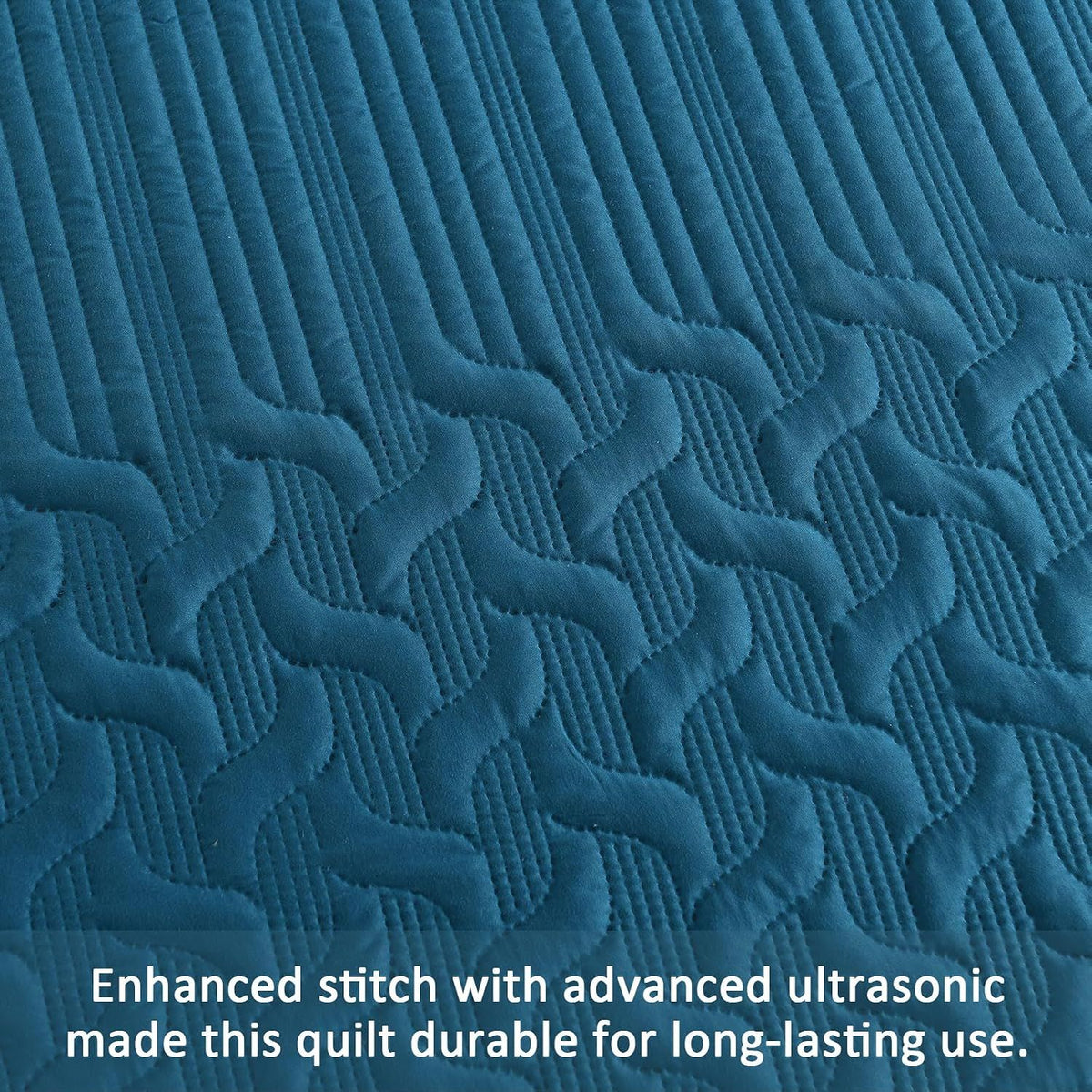 Teal Blue Wave Dream Bedspread Coverlet 3 Piece Set
